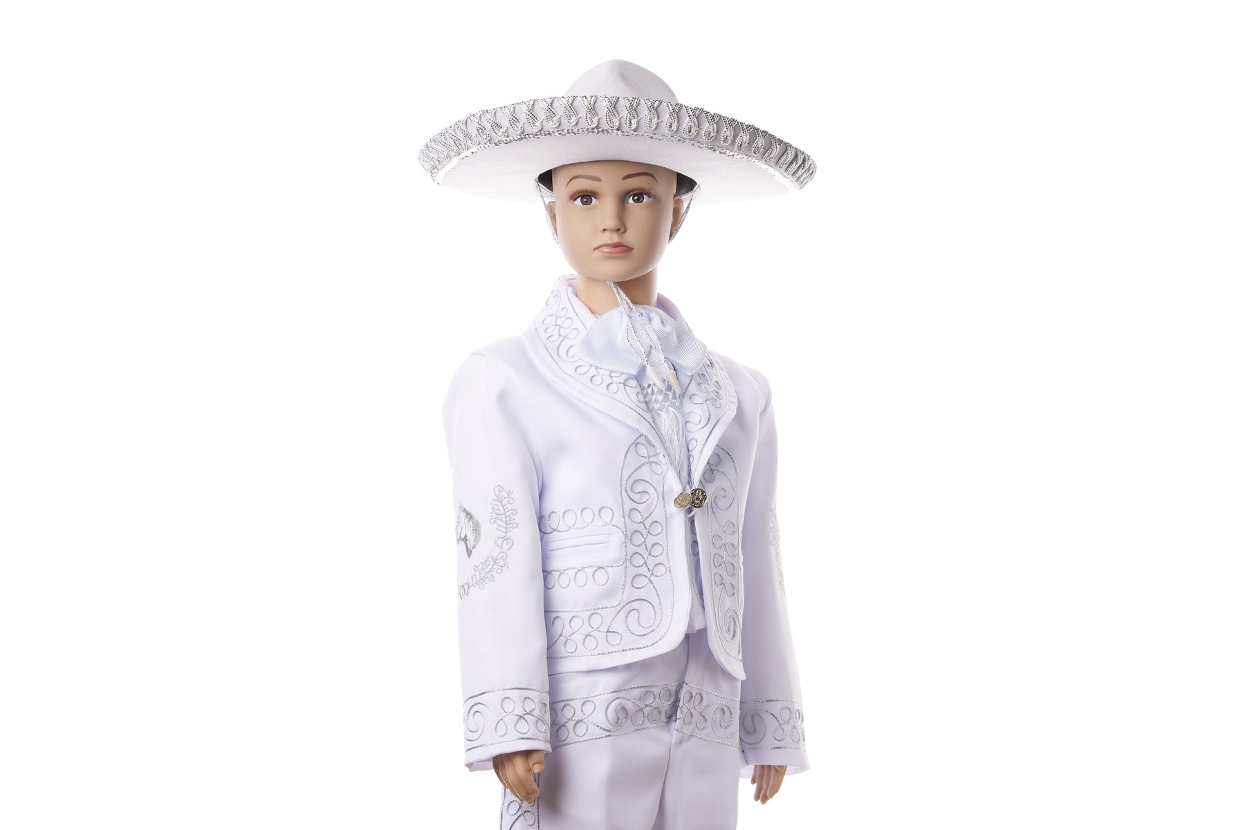 Boys Charro Baptism Outfit - White / Silver - Horse