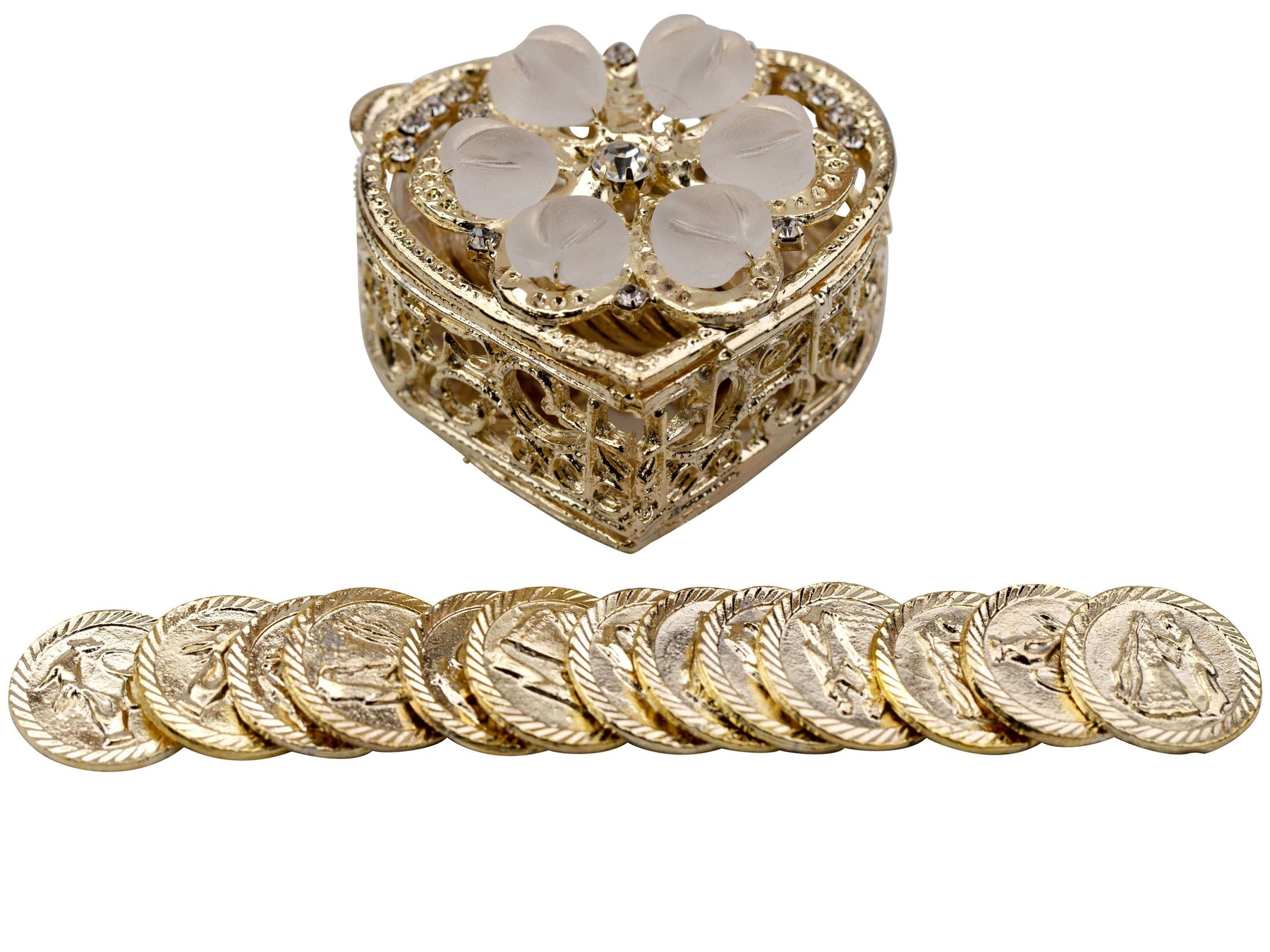 Gold Plated Heart Shaped Arras Chest with Heart Crystals