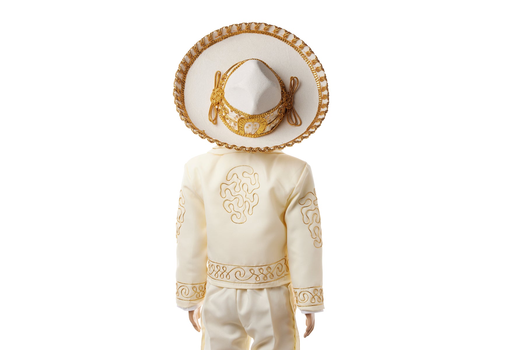 Boys Charro Baptism Outfit - Beige / Gold - Swirl Design