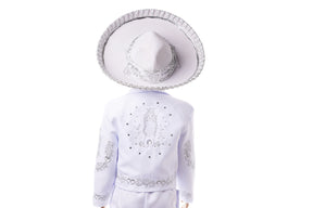 Boys Charro Baptism Outfit - White / Silver - Virgin Mary