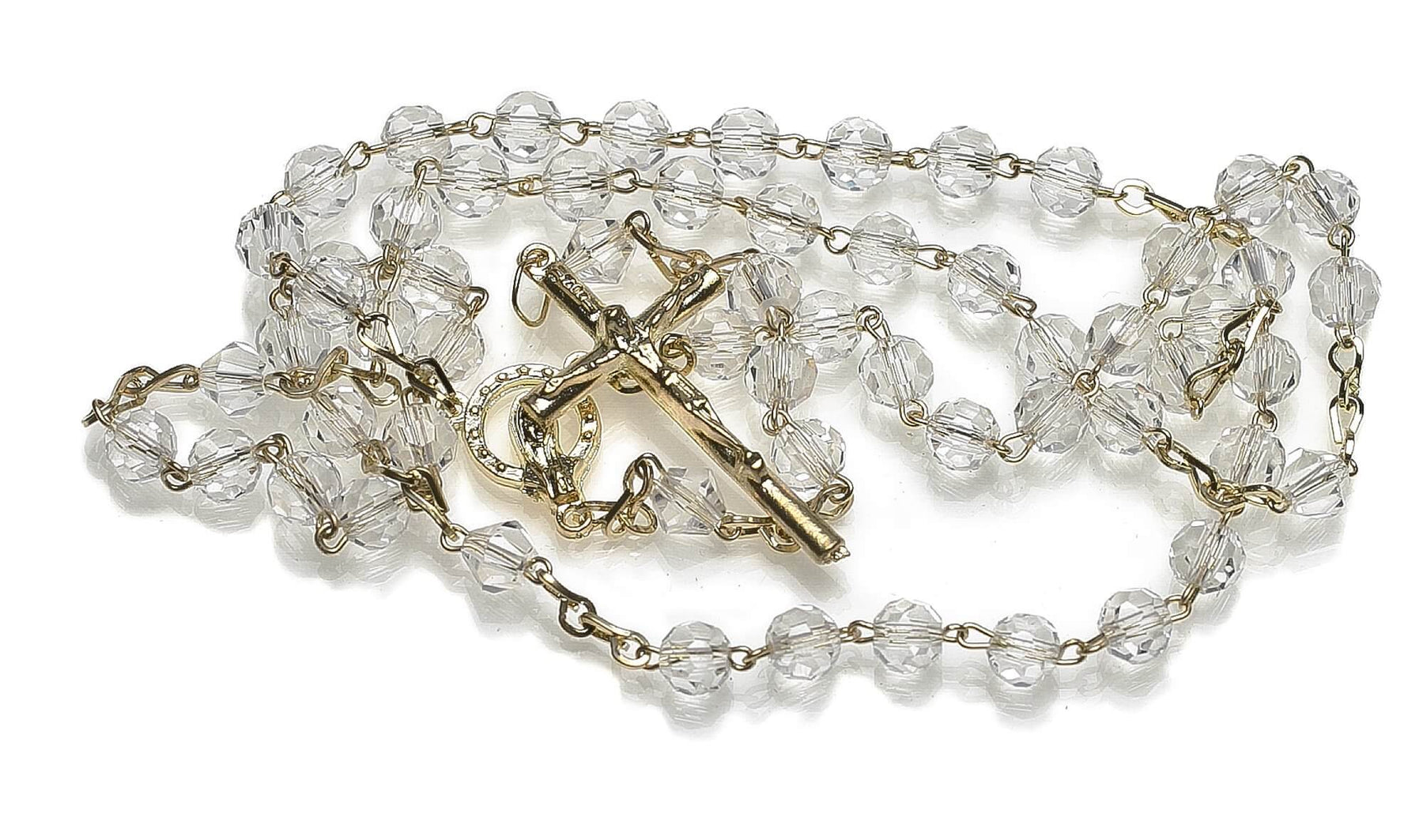 Handcrafted pearl rosary in its standard Fifteen Mysteries of the traditional Rosary. This item was designed based on the long-standing custom that was established by Pope Pius V in the 16th century and is available in gold or silver.